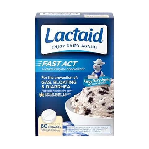 Lactaid Fast Act Lactose Intolerance Chewables with Lactase Enzymes, Vanilla, 60 Count (Pack of 1) Cover