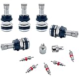 VOTNMIC 5 Pieces TR416 Metal Valve Stems Outer Mount Fits, High-Pressure Metal Clamp-in Valves Fits .453' & .625' Rim Holes Long 1 1/2' (Silver)