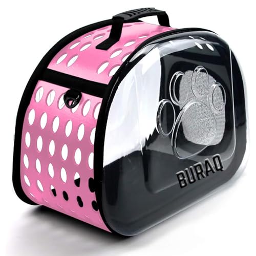 Image of Buraq Deluxe Pet Carrier - for Travel | Hiking | Outdoor Activities | Designed with Transparent | Breathable Space | Ventilated (Pink, Deluxe Pet Carrier)