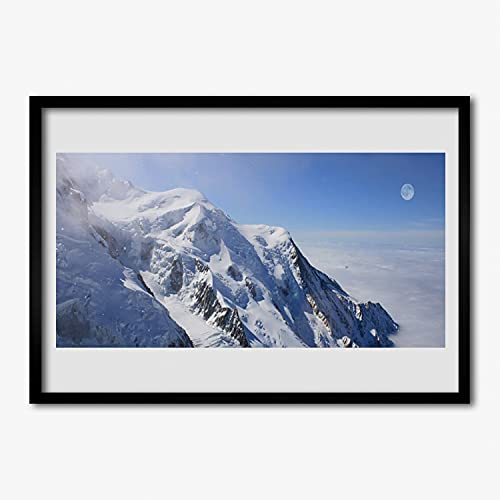 Affiche encadrée 70x50 cm avec paysage de montagnes et cadre en MDF pour décoration murale