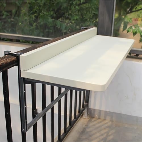 Table de balcon réglable et pliable 80x40 cm, meuble de patio suspendu