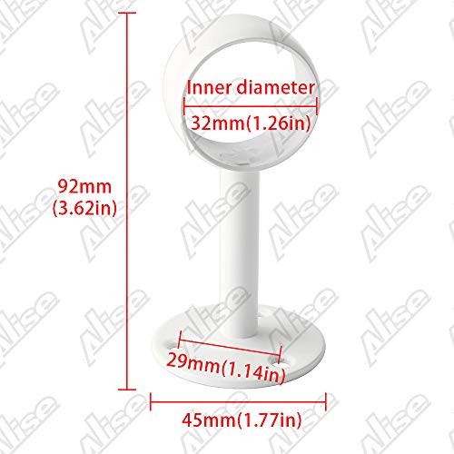 Alise FL4032W-4P 32Mm/1-1/4 Inch Dia Shower Curtain Closet Rod Holder Pipe Flange Socket Ceiling Mount Bracket Pipe Fitting Parts Supports,4 Pcs Stainless Steel White Finish thumb #1