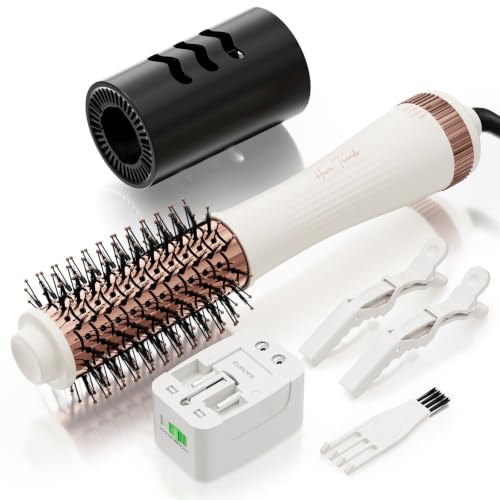 Image of 1200W Dual Voltage 45mm Round Barrel Blow Dryer Brush with Protective Cover