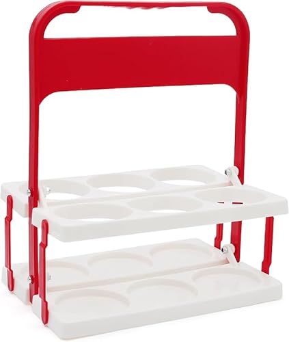 ビールキャリア スクイズボトルケース 6穴 折りたたみ式 ボトルケージ ボトルキャリー ドリンク ラック ワインラック キャリア 手提げ ウォーターボトルキャリア フットサル サッカー 瓶 缶 ペットボトル 再利用可能 (レッド*1)