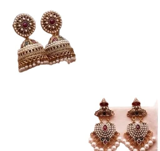 Combo of 2 Designer Jhumkas ? Traditional Pearl & Earrings for Women | Designed with Attention to Detail to Ensure Reliable Performance and Long-Lasting use. SH4-image-11