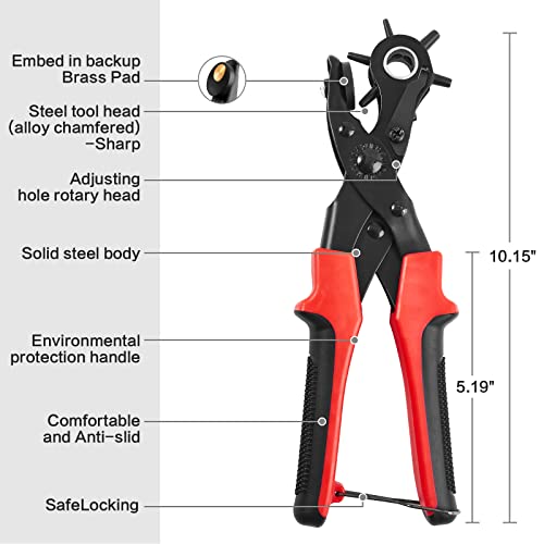 image for romdak Leather Hole Punch Set for Belts, Watch Bands, Bag Strap, Dog C