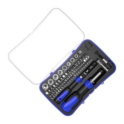 Wodesitiy Destornillador de Carraca | Herramienta de Reparación de Doble Apertura 77 en 1,Kit de Puntas y Dados para Destornilladores | para Propietario Ensamblador Técnico Manitas Electricista