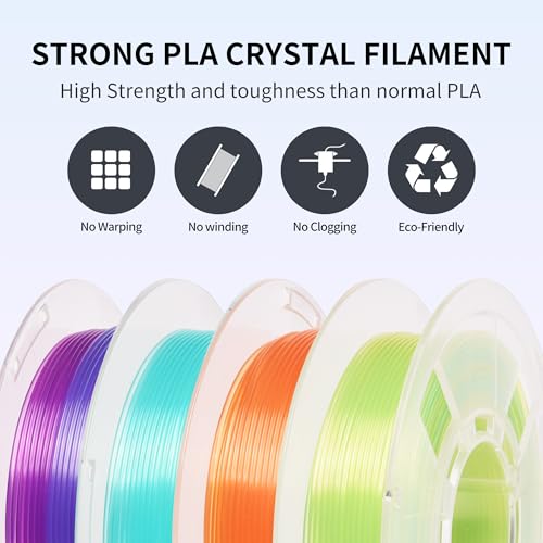 Image of RAMBERY Transparent Multicolor Rainbow Filament, Crystal Rainbow PLA Clear 3D Printer Filament Bundle Gradient Change 1.75mm Fit Most FDM Printer,200gX4 Spools