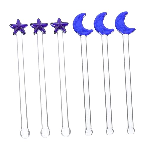 CIYODO 6Pcs Decorative Cocktail Stirrers with Moon Star Design Creative Juice Swizzle Sticks for Bars Parties and Home Use for Glasses Carafes and Juice Drinks