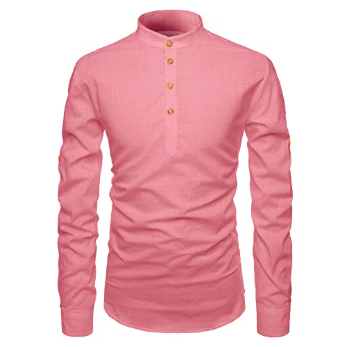 Image of Men's Full Sleeve Beige Color Cotton Blend Spread Slim Fit Shirt Style Kurta for Men and Boys