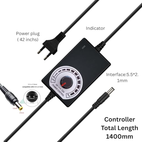 Image of DC Brushless BBQ Blower Fan, 12V, 6500 RPM, Variable Speed Control, 97mm x 33mm, with AC Adapter, Black