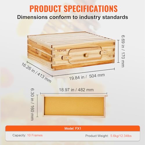 Vevor 10 FRAMES100% Frame Medium Super Bee Hive Box thumb #6