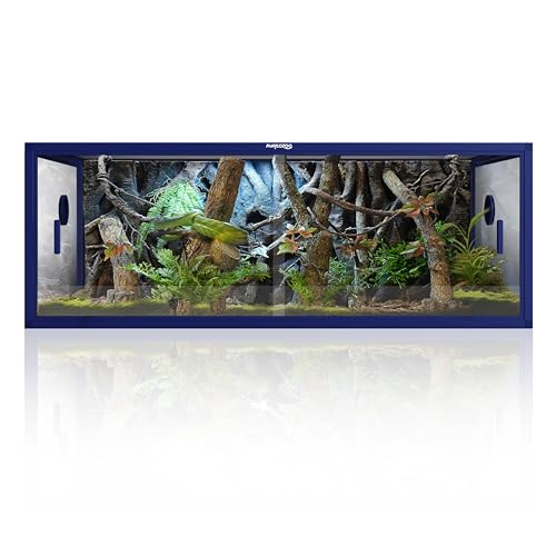 Image of Phailozoo Stackable Reptile Enclosure, 85 Gallon Reptile Tank for Bearded Dragon, Snake, Ball Python, Colorful Aluminum Frame & Front Opening Tempered Glass Door with Handles for Easy Maintenance