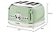Ariete 0156/04 Retro Style 4 Slice Toaster with 2 Slice Control, 6 Browning Levels and Removable Crumb Tray, Cool Touch Sides, Non-Slip Feet, Vintage Design, Green