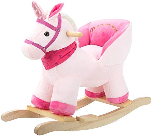 ZHANGYUEFEIFZ Schaukelpferd Plüsch Schaukeltier Pferd Rocking Horse Kinder Mit Musik Dual-Use Baby Rocking Cradle…
