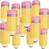 Retisee 12 Pcs Pencil Hanging Paper Lanterns Party Decorations, Kindergarten Preschool Classroom Decor Back to School Art Ceiling, First Day of School Birthday Supplies