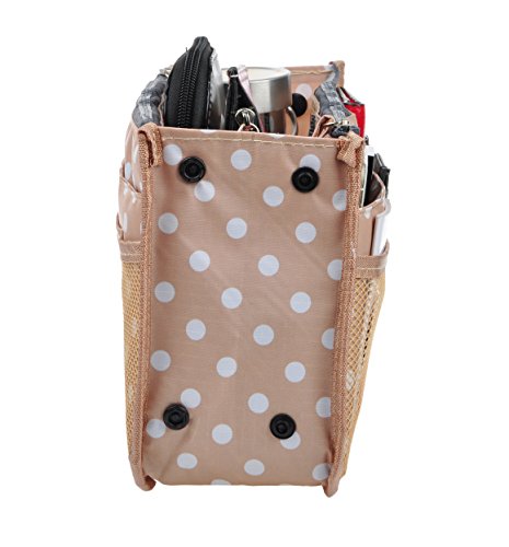 Vercord Updated Purse Handbag Organizer Insert Liner Bag In Bag 13 Pockets Beige Dot Small #TOP5