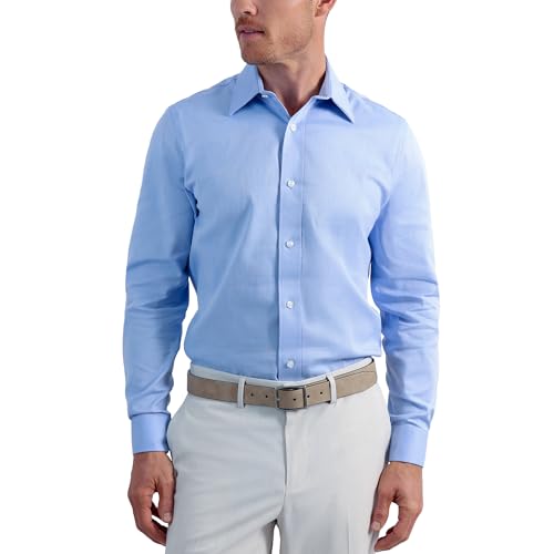Haggar Men's Premium Comfort Slim Fit Wrinkle Resistant Dress Shirt Blue - image 1