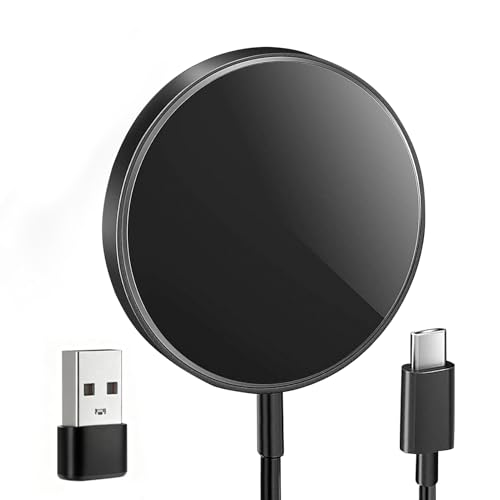 15W Cargador Magnético Inalámbrico para iPhone, Estación Carga Inductiva para 16/15/14/13/12/11 Pro MAX Plus, Base Carga Rápida Inalámbrica con Puerto Cargadors USB-A USB-C