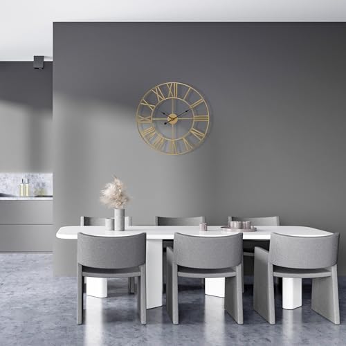 Sorbus Big Wall Clock, Roman Numeral Decor, Battery Operated (16", Gold) - image 4