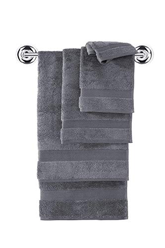 Set Of Six Premium Becci Classic Turkish Towels, 2 Of Each, 30X54 Bath, 16X27 Hand, 12X12 Washcloth (Grey) #TOP3