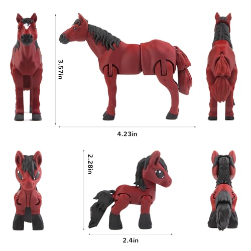 Image of cobinaan 6PCS 3D Printed Horse Toys Set, Realistic 3D Printed Animal for Kids, Articulated Flexible Figurines Fidget Toys for Easter Party Favors Birthday Gifts Cake Topper Home Office Desk Decor