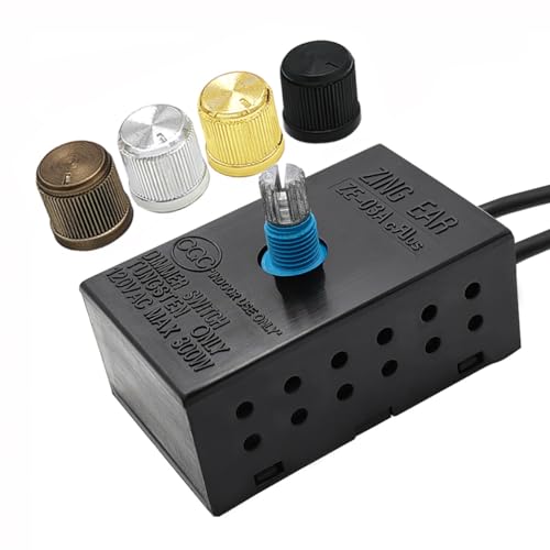 Table Lamp LED Dimmer Switch Kit Zing Ear ZE-03A 300W Max Inline Rheostat Variable Lamp Dimmer Switch with 4 Knobs