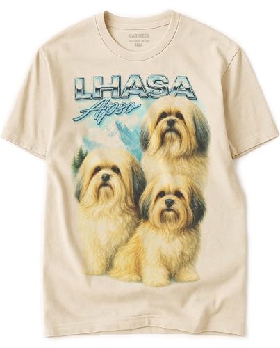 BABATEES Lhasa Apso Heavy Metal Tshirt for Dog Mom & Dad 100% Natural Undyed Cotton for Men & Women