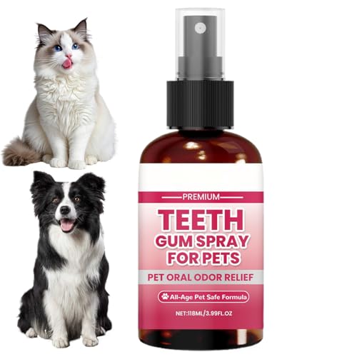 Spray Frescor Bucal Para Perros | 118ml Spray Para Mascotas | Limpiador Para Cachorros Y Gatos Con Cuidado De Encías | Frescura Y Limpieza Bucal