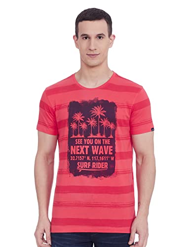Image of Spykar Men's Printed Slim Fit T-Shirt