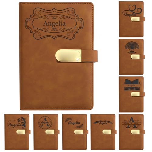 SHKINETARRY Cuaderno personalizado con nombre grabado, Diario de cuero personalizable para hombres y mujeres