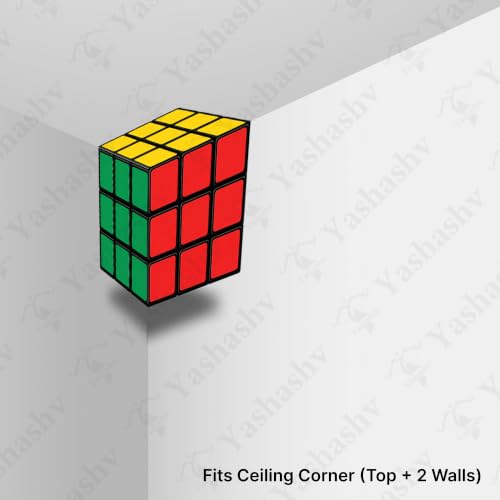 Image of PuzzleCube 3D Corner Wall Sticker, Geometric Optical Illusion Decal for Wall & Ceiling, Self-Adhesive Peel & Stick Room Decor for Bedroom, Kids Room & Office (12 X 12 Inch | Set of 2)