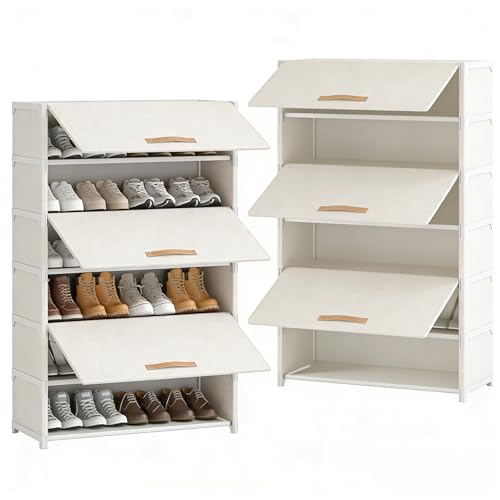 STERIX Shoe Rack 7-Tier Shoe Storage with removable shelves Standing Shoe Cabinet with Dust Cover Strong Lightweight Shoe organizer for living rooms and hallways