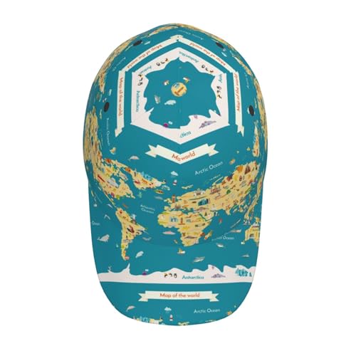 Gorra de béisbol ajustable negra con mapa mundial miniatura 4