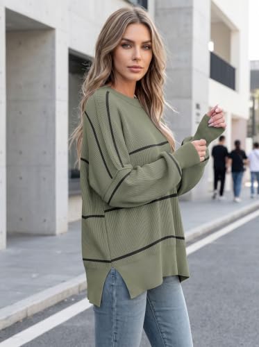 Image of Womens Oversized Sweaters Fall 2026 Fashion Clothes Colorblock Knit Tops