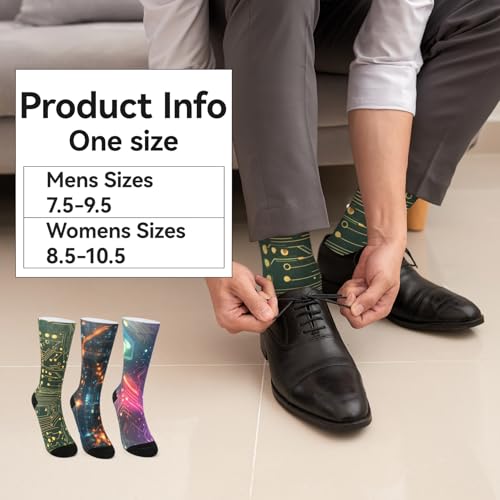 Image of Novelty Crew Socks for Unisex Wild Side with These Eye-Popping Prints 3 Pairs One Size