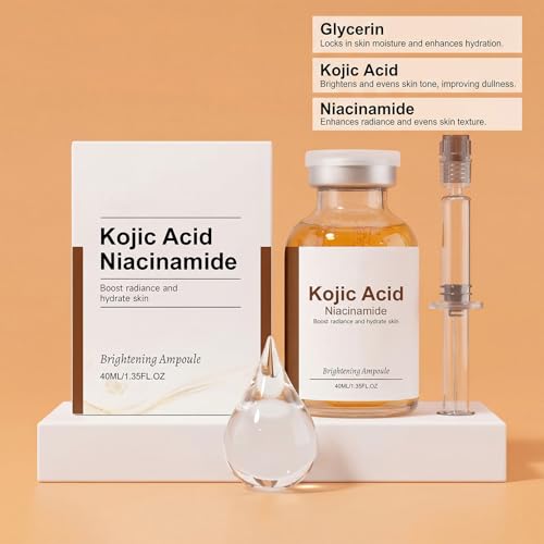 Generic Hydrating Facial Ampoule with Kojic Acid and Niacinamide, Daily Moisturizing Serum for Dull and Rough Skin, Gentle Formula for All Skin Types, 40ml