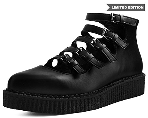 T.U.K Womens Multi-Strap Pointed Mary Jane Creeper2