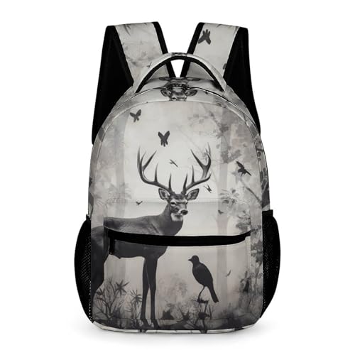 Hunting Silhouette of Deer Backpack for Men Women, Durable Small Backpack Casual Lightweight Daypack for Travel Bag