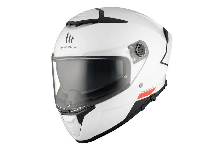 Casco MT Thunder 4 SV – Casco Moto Integral con Visor Solar Full Vision, Pantalla Antivaho Compatible con Pinlock, Interior Lavable y Calota HIRP | Homologado ECE 22.06 & Dot Blanco Brillo Talla 3XL