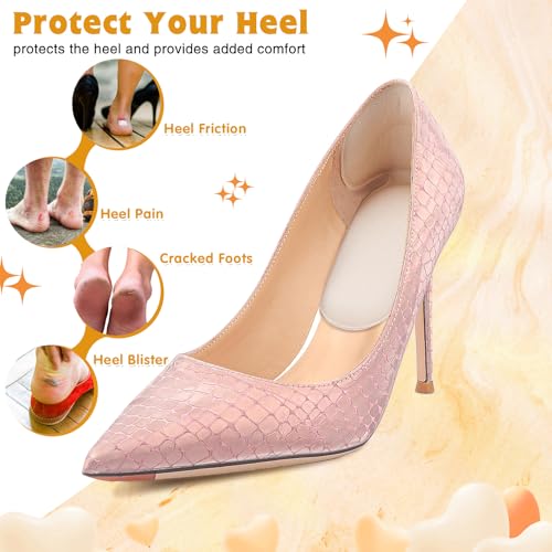 Image of Geyoga 8 Pairs Adhesive Heel Cushion Pads for Too Loose Big Boots Cuttable Reusable Back of Heel Shoe Pads Grips Inserts for Women Men Anti Blister Shoe Guards Liners for Improving Fit(Black, Beige)