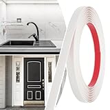 JSIWOTH 20FT x 1/2in Peel and Stick Edge Trim, Flexible Plastic Molding Trim for Mirror, Tile Border, Wall Decorative Strip, Self Adhesive Backsplash Trim, White