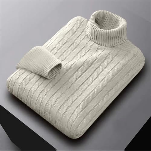 Men's High Neck Knitted Sweater Outdoor Lightweight Basic Pullover Solid Twisted Knit Winter Jumper4