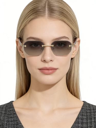 Image of Rimless Sunglasses for Men&Women with Narrow Face Fashion Frameless Shades(3050)