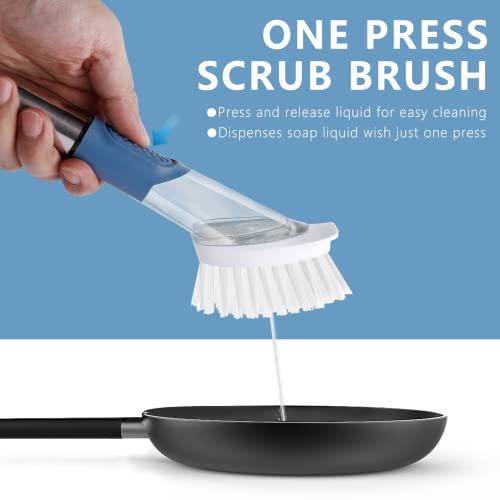 Nilehome Dish Brush With Soap Dispenser Dish Scrubber With Replaceable Pp Head Kitchen Dish Scrub Brush With Stainless Steel Handle Dish Cleaning Brush Dish Wand For Dishes, Pots #TOP2