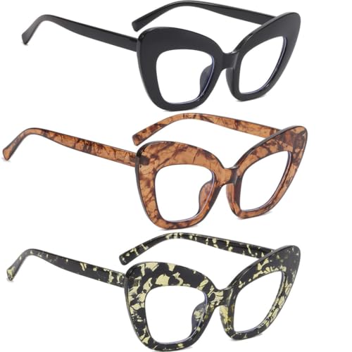 Image of 3 pack Blue Light Blocker Reading Glasses Cat eye Frame Readers Eyeglasses for Women