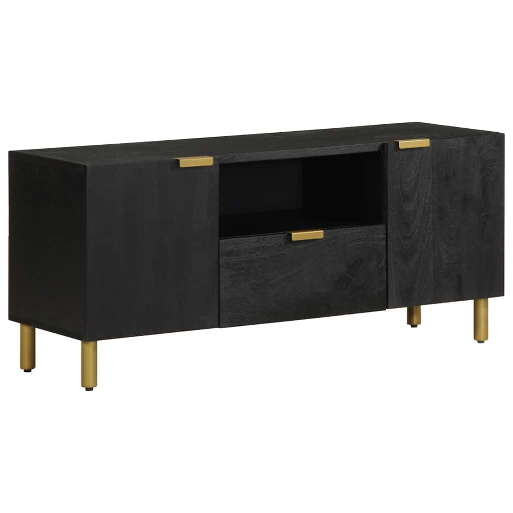 Meuble TV noir en bois avec espace de rangement buffet de salon et meuble bas TV 105 x 33 x 46 cm