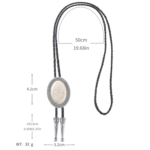 Image of Jeilwiy Bolo Tie for Men Real Stone Westwern Cowboy Ties Silver Bolos Women Leather Necktie Gift for Birthday Christmas
