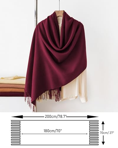 Large Scarf Cashmere-Feel Shawl for Women, Fall Winter Soft Fringe Pashmina Wrap for Wedding Bridal Evening Dresses4