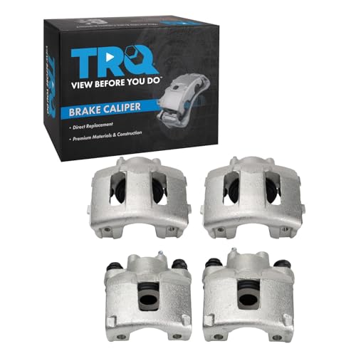 Image of TRQ Front and Rear Brake Caliper Set Zinc Coated Brackets Compatible with 1994-1998 Jeep Grand Cherokee